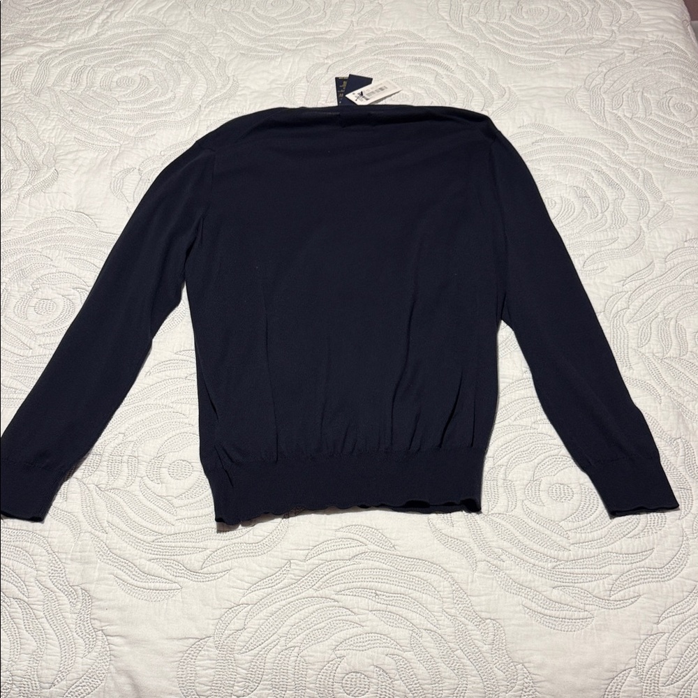 Polo by Ralph Lauren Men's Dark Blue V Neck Sweater - Picture 4 of 6